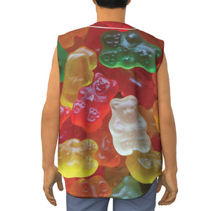 Sweet Gummy Bear Print Sleeveless Baseball Jersey