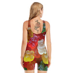 Sweet Gummy Bear Print Sleeveless One Piece Swimsuit