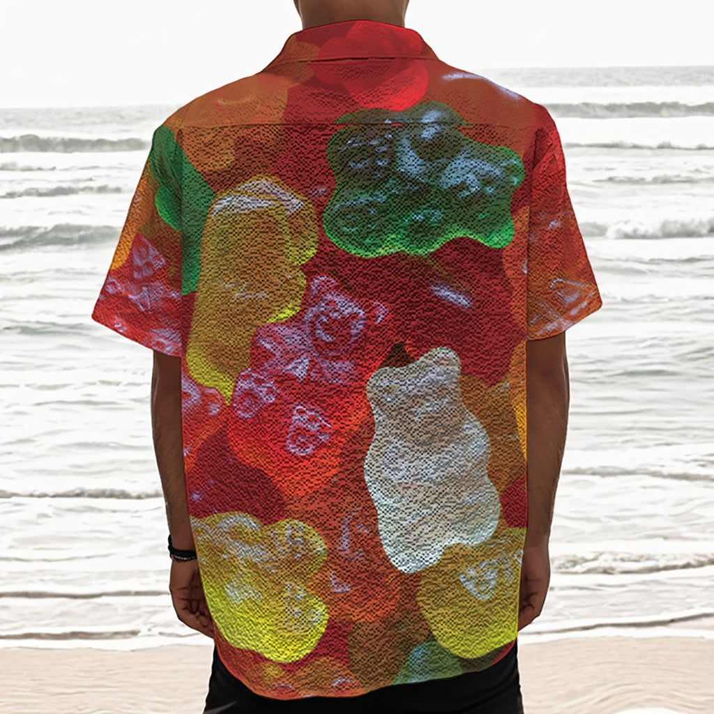 Sweet Gummy Bear Print Textured Short Sleeve Shirt