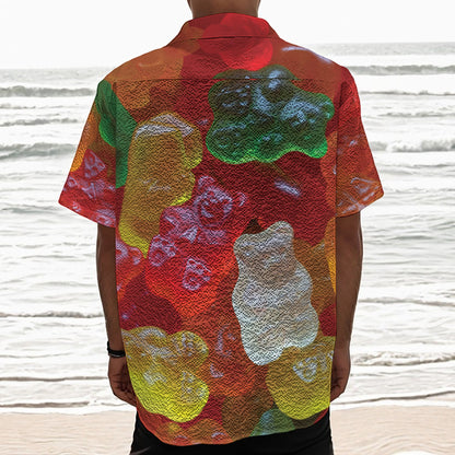 Sweet Gummy Bear Print Textured Short Sleeve Shirt