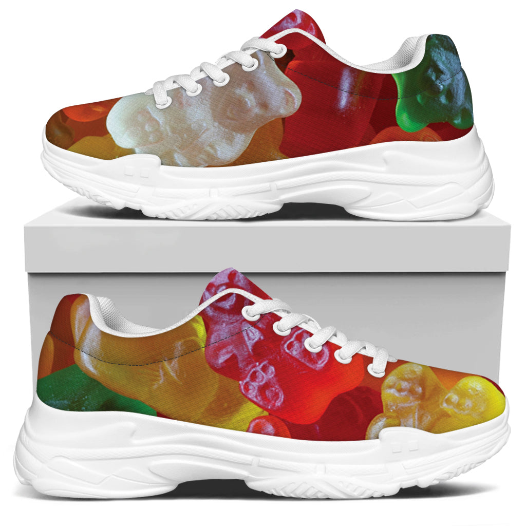 Sweet Gummy Bear Print White Chunky Shoes