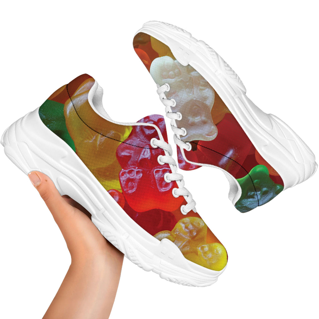 Sweet Gummy Bear Print White Chunky Shoes