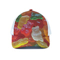 Sweet Gummy Bear Print White Mesh Trucker Hat