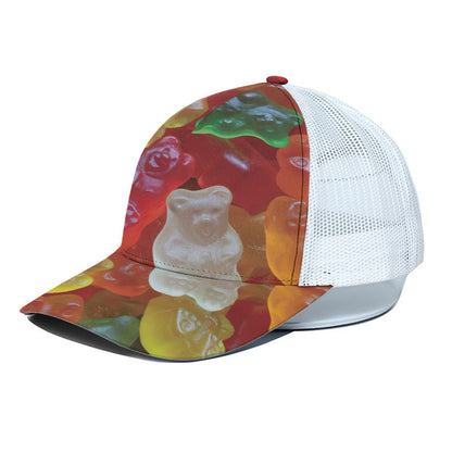 Sweet Gummy Bear Print White Mesh Trucker Cap