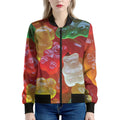 Sweet Gummy Bear Print Women's Bomber Jacket