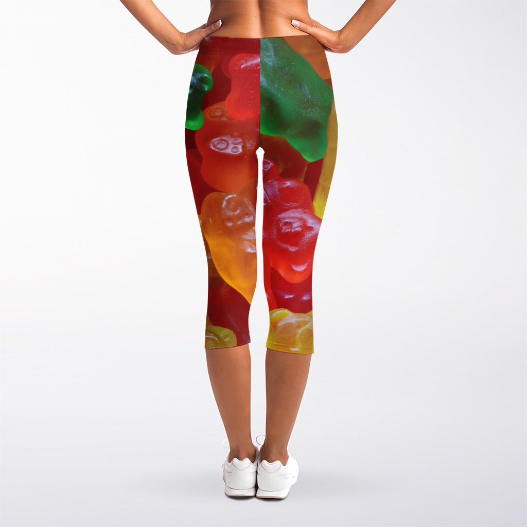 Sweet Gummy Bear Print Women's Capri Leggings