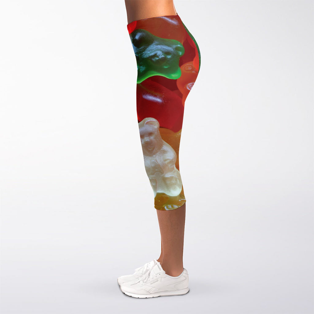 Sweet Gummy Bear Print Women's Capri Leggings