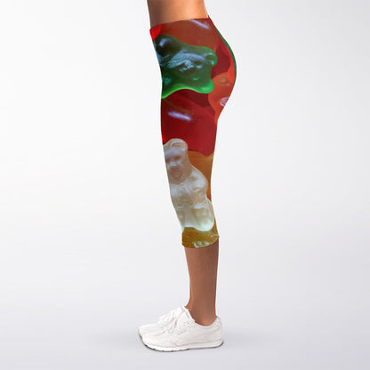 Sweet Gummy Bear Print Women's Capri Leggings