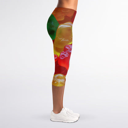 Sweet Gummy Bear Print Women's Capri Leggings