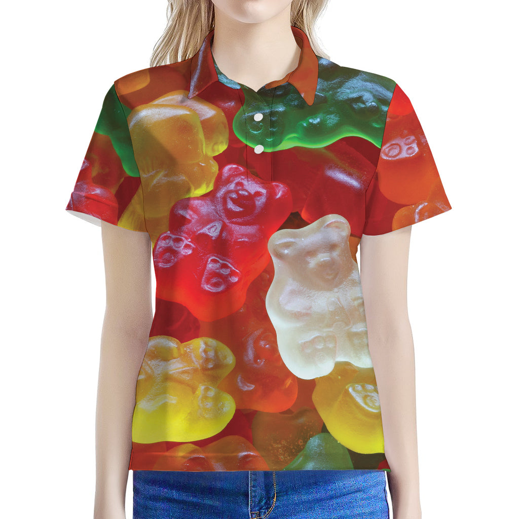 Sweet Gummy Bear Print Women's Polo Shirt