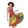 Sweet Gummy Bear Print Sleeveless Knee Length Dress