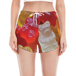 Sweet Gummy Bear Print Women's Split Running Shorts