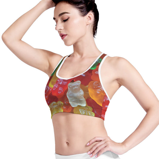 Sweet Gummy Bear Print Women's Sports Bra