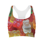 Sweet Gummy Bear Print Women's Sports Bra