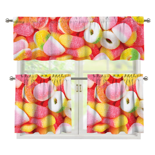 Sweet Gummy Print 3 Piece Kitchen Curtains