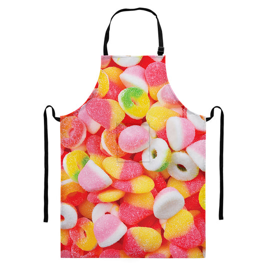 Sweet Gummy Print Bib Apron With Pocket