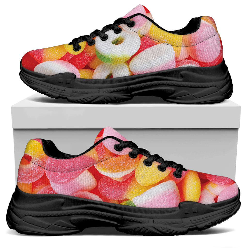 Sweet Gummy Print Black Chunky Shoes