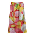 Sweet Gummy Print Cotton Front Slit Maxi Skirt
