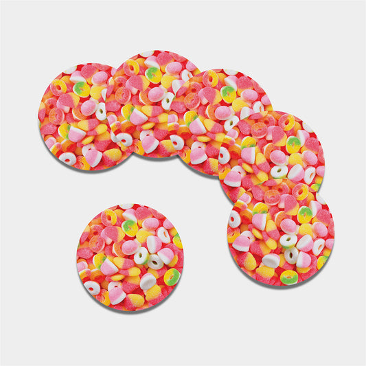 Sweet Gummy Print Leather Coaster Set