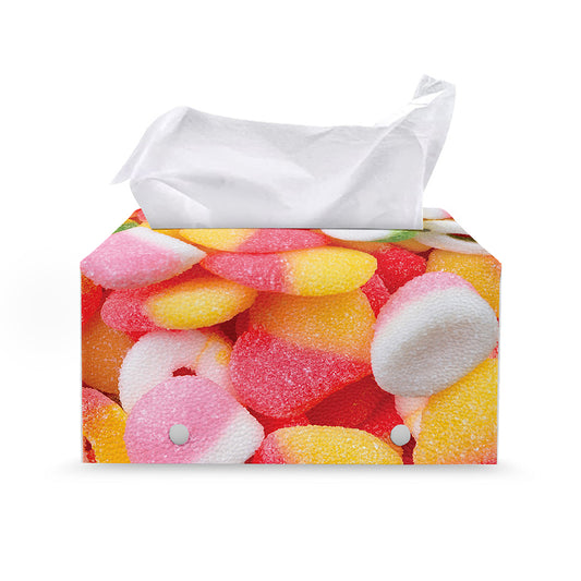 Sweet Gummy Print Leather Tissue Box Cover