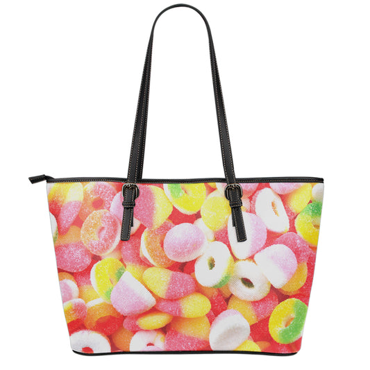 Sweet Gummy Print Leather Tote Bag