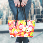 Sweet Gummy Print Leather Tote Bag