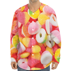 Sweet Gummy Print Long Sleeve Baseball Jersey