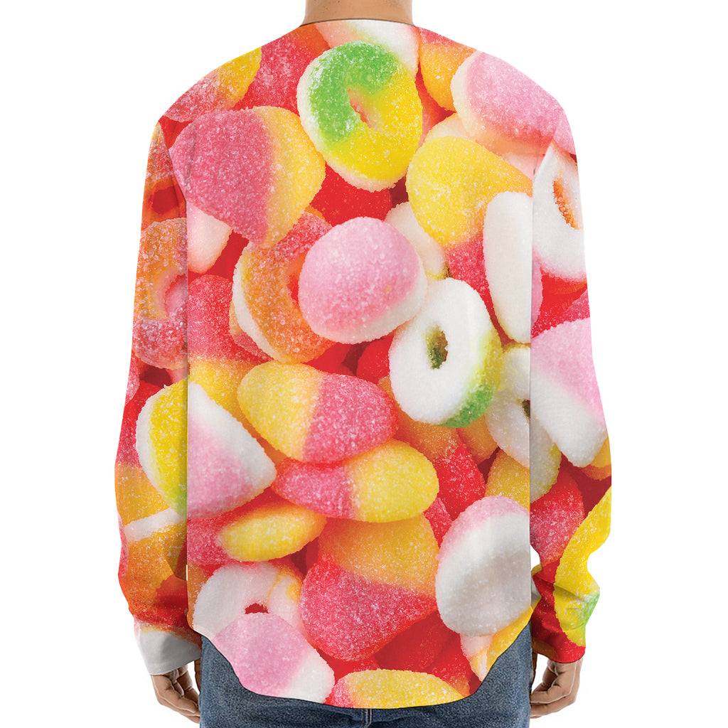 Sweet Gummy Print Long Sleeve Baseball Jersey