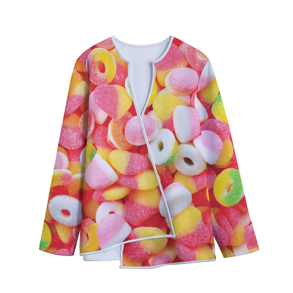 Sweet Gummy Print Long Sleeve Short Coat