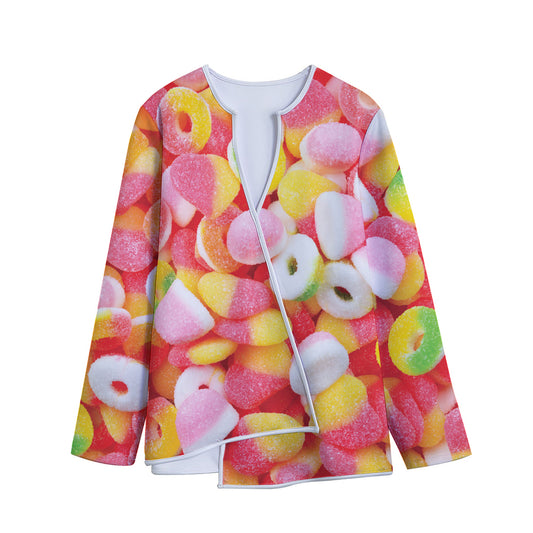 Sweet Gummy Print Long Sleeve Short Coat