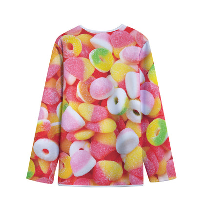 Sweet Gummy Print Long Sleeve Short Coat