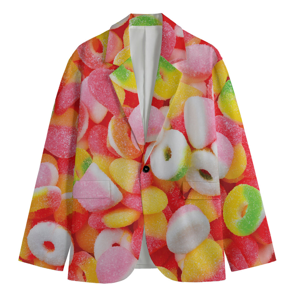 Sweet Gummy Print Men's Cotton Blazer