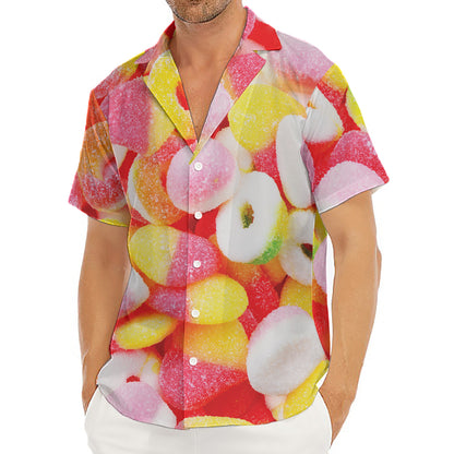 Sweet Gummy Print Men's Deep V-Neck Shirt