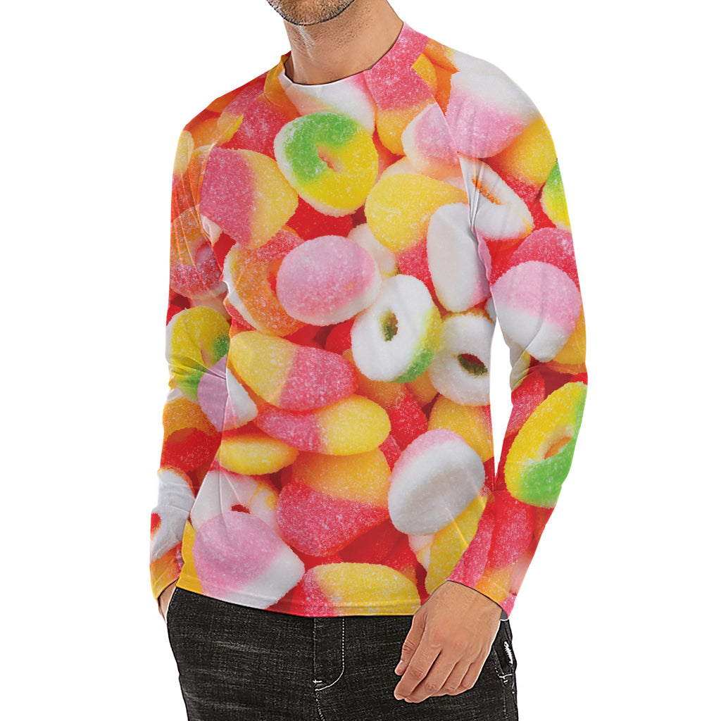 Sweet Gummy Print Men's Long Sleeve Rash Guard