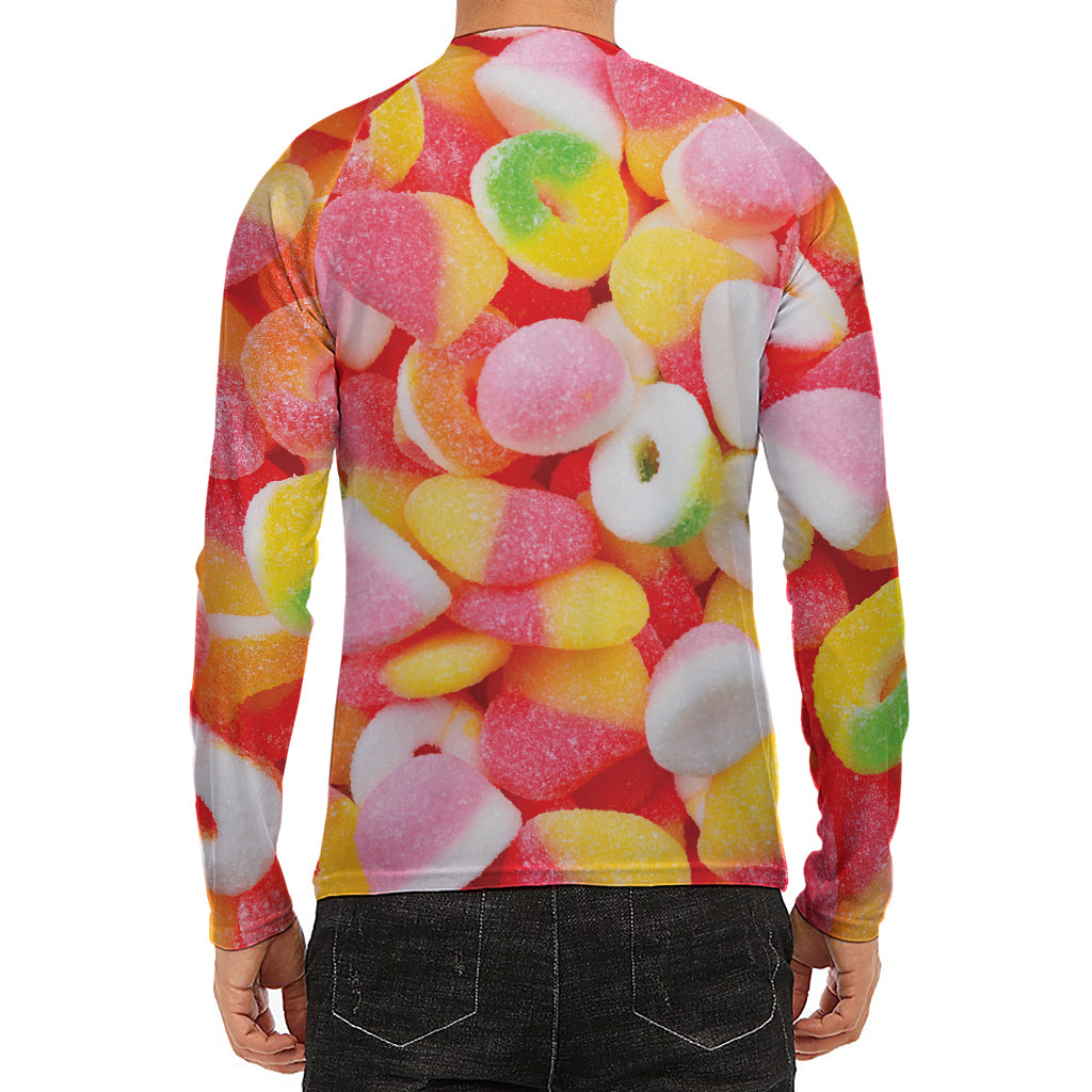 Sweet Gummy Print Men's Long Sleeve Rash Guard