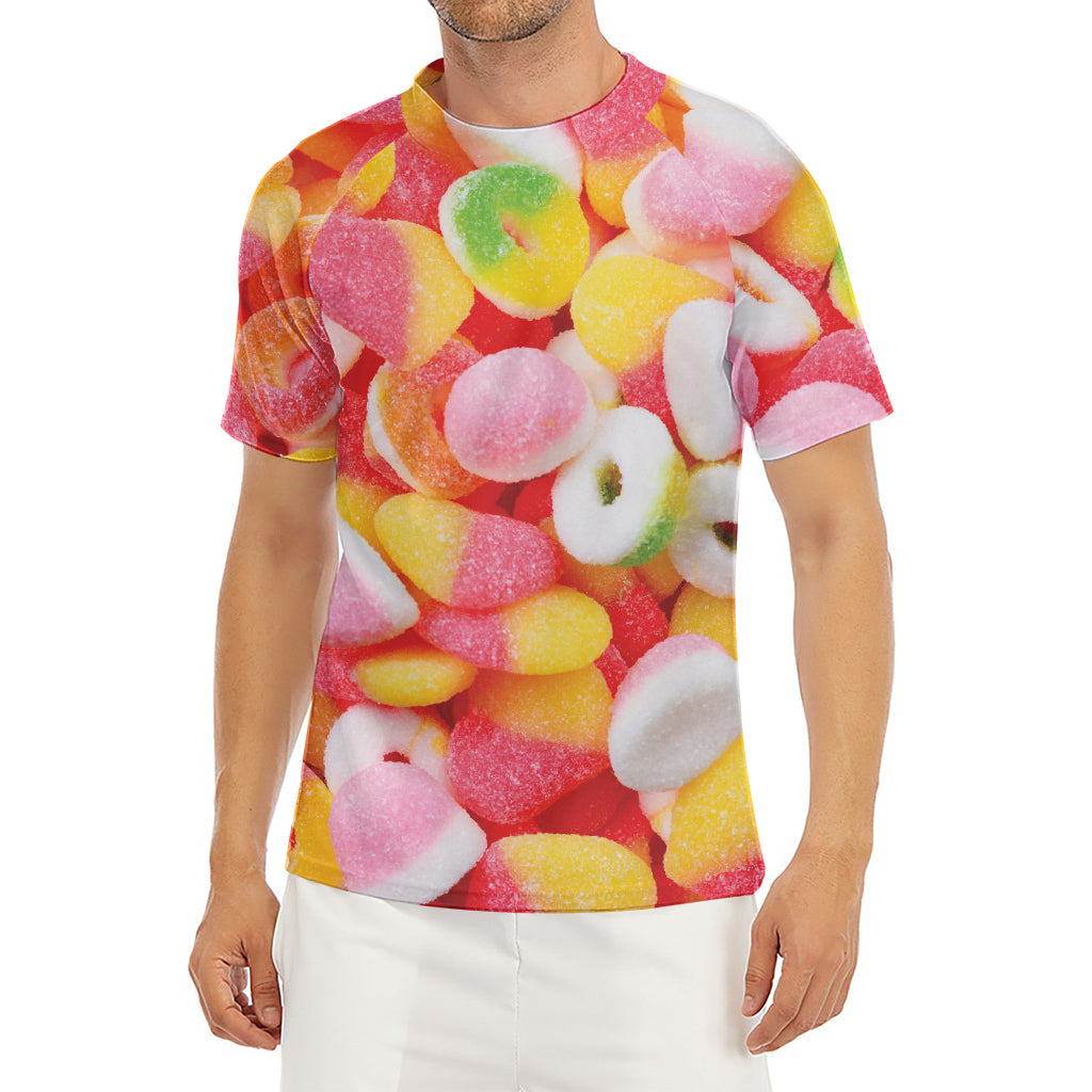 Sweet Gummy Print Men's Short Sleeve Rash Guard