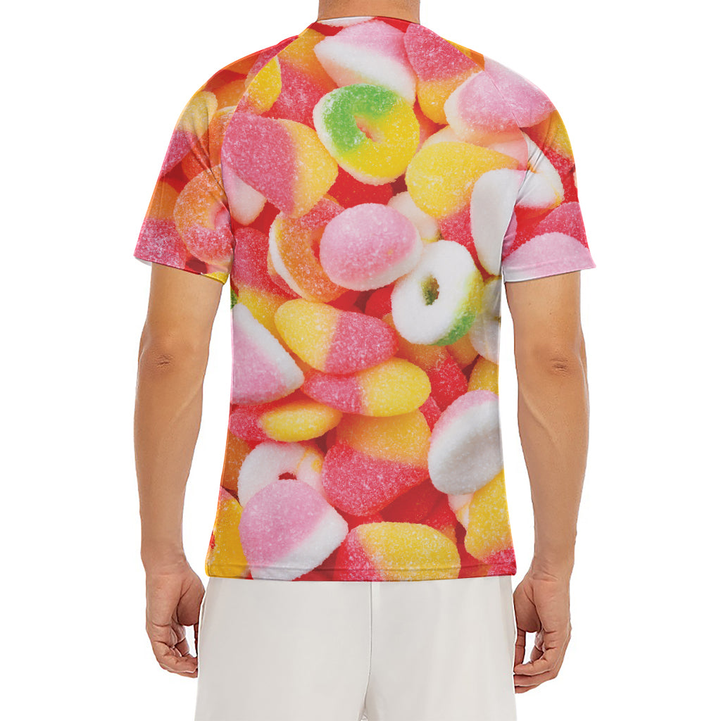 Sweet Gummy Print Men's Short Sleeve Rash Guard