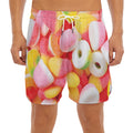 Sweet Gummy Print Men's Split Running Shorts