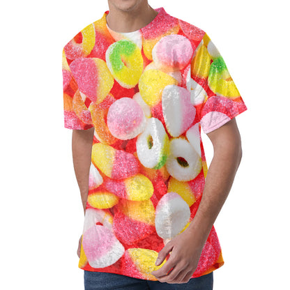 Sweet Gummy Print Men's Velvet T-Shirt