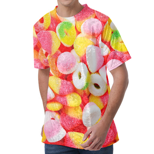 Sweet Gummy Print Men's Velvet T-Shirt