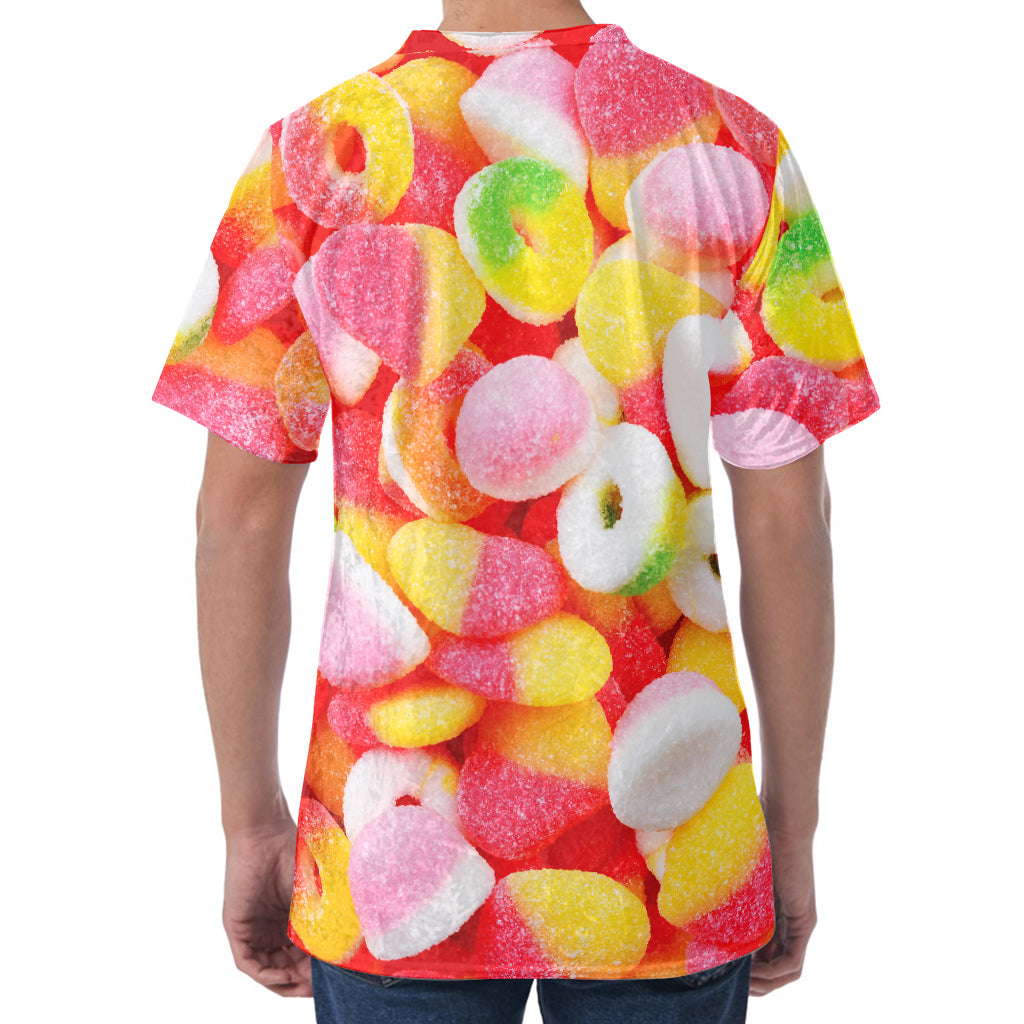 Sweet Gummy Print Men's Velvet T-Shirt
