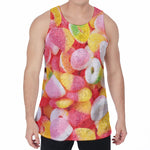 Sweet Gummy Print Men's Velvet Tank Top