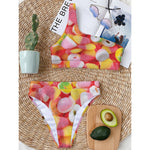 Sweet Gummy Print One Shoulder Bikini Top