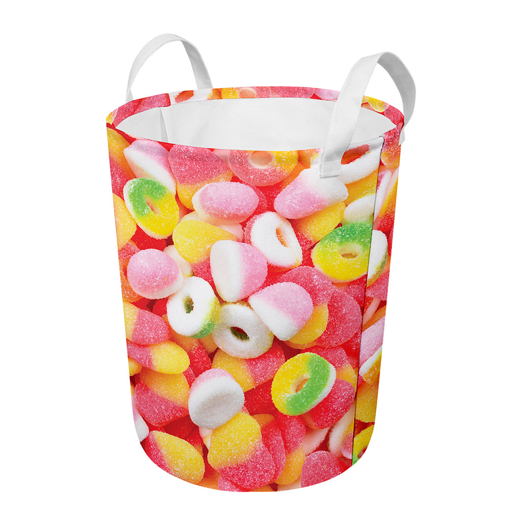 Sweet Gummy Print Round Laundry Basket