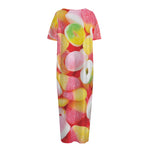 Sweet Gummy Print Short Sleeve Long Nightdress