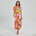 Sweet Gummy Print Short Sleeve Maxi Dress