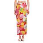 Sweet Gummy Print Side Slit Maxi Skirt