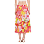 Sweet Gummy Print Side Slit Midi Skirt