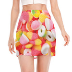 Sweet Gummy Print Side Slit Mini Skirt
