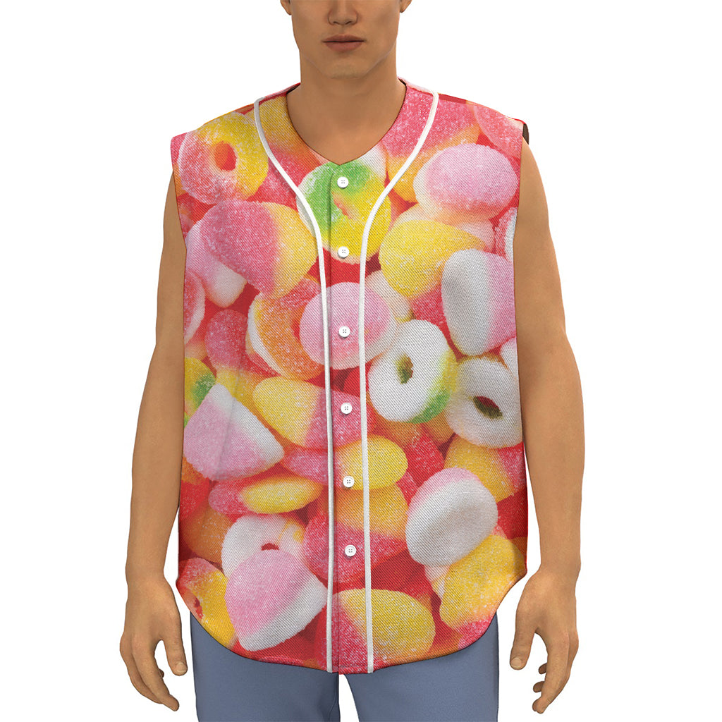 Sweet Gummy Print Sleeveless Baseball Jersey